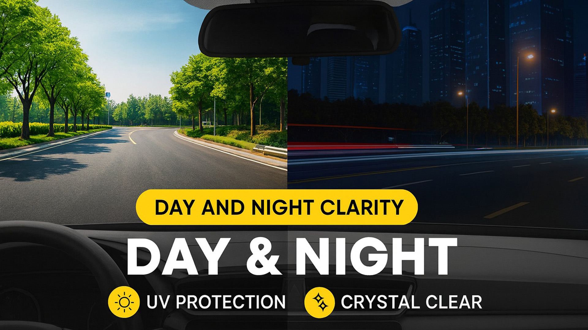 Clear view through tinted windows at night showing good visibility